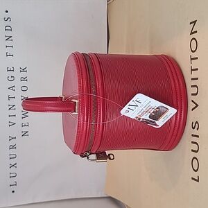 LOUIS VUITTON RARE 1995 RED EPI CANNES VANITY HANDBAG W/LOCK/KEY #304